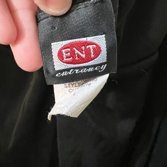 Vintage Black Halter Jumpsuit Chiffon Overlay Skirt & Open Back Design L ENT - Picture 11 of 11